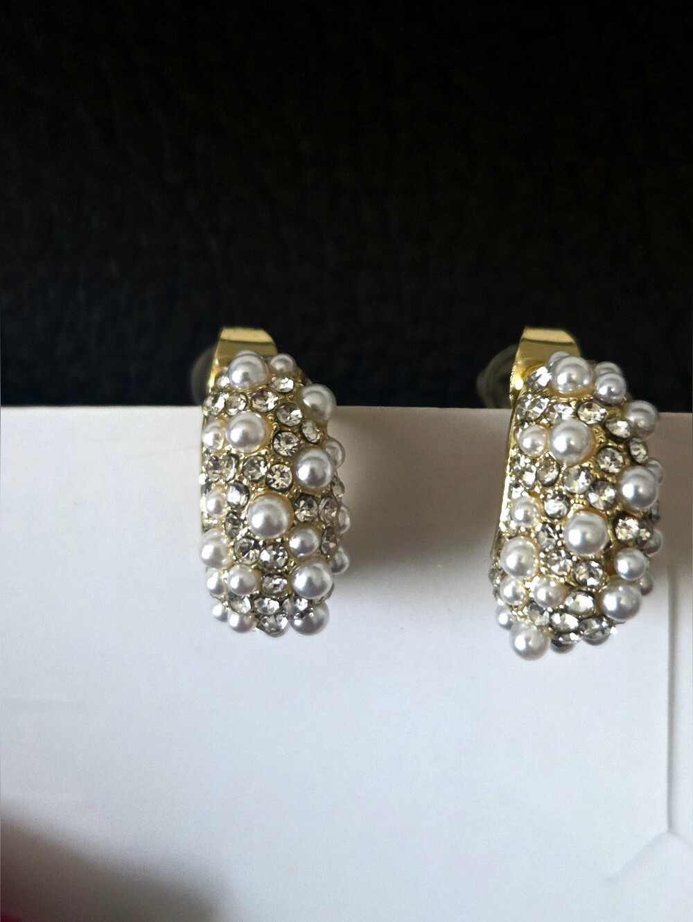 Elegant Vintage Pearl Hoop Earrings Gold Tone High-End Fashion Jewelry Hypoaller